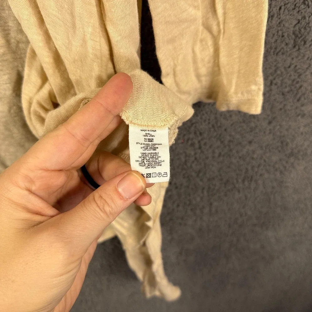Theory Cardigan Sweater Womens Medium Beige Liene Long Open Minimal Quiet Luxury